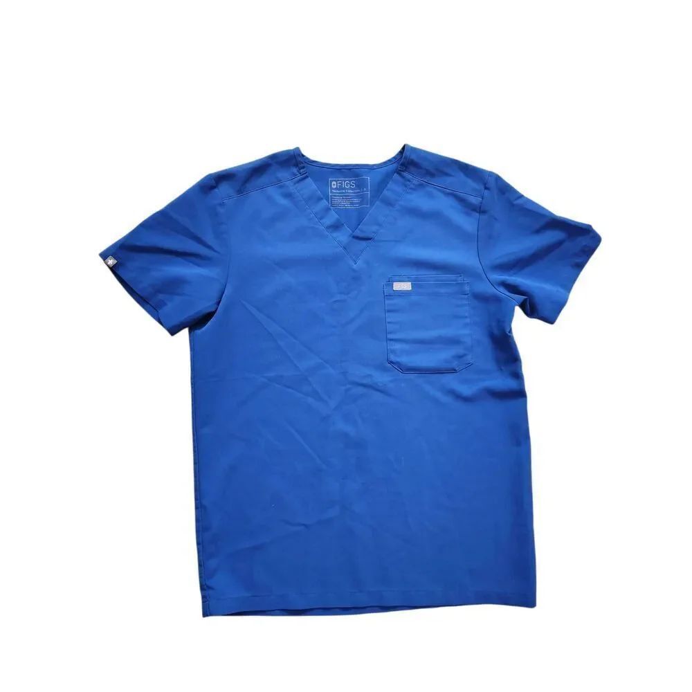 Figs Mens pocket scrub top size Small style# FM1500 Blue short sleeve